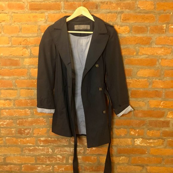 Zara Navy Trench Coat - Picture 4 of 6